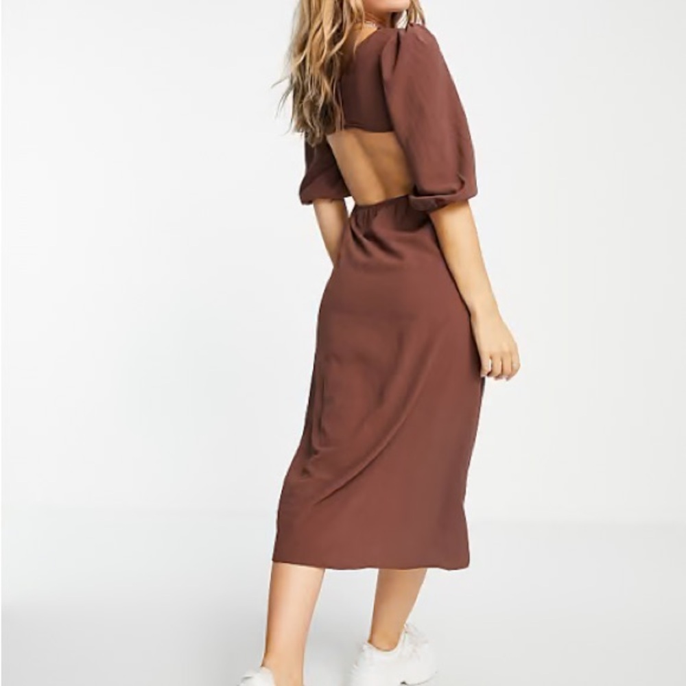 Stradivarius Brown Midi Dress